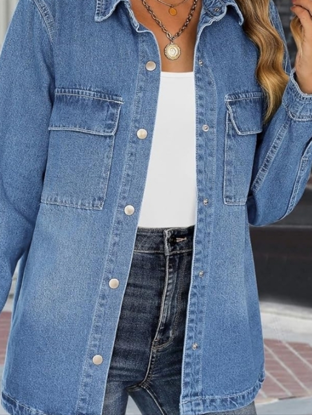 luvamia Jean Jackets for Women 2026 Fall Fashion Long Sleeves NWT Size S - Picture 2 of 10